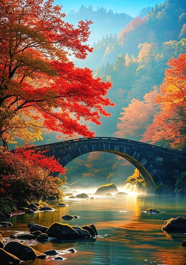 枫桥秋涧：雾里的红叶仙境