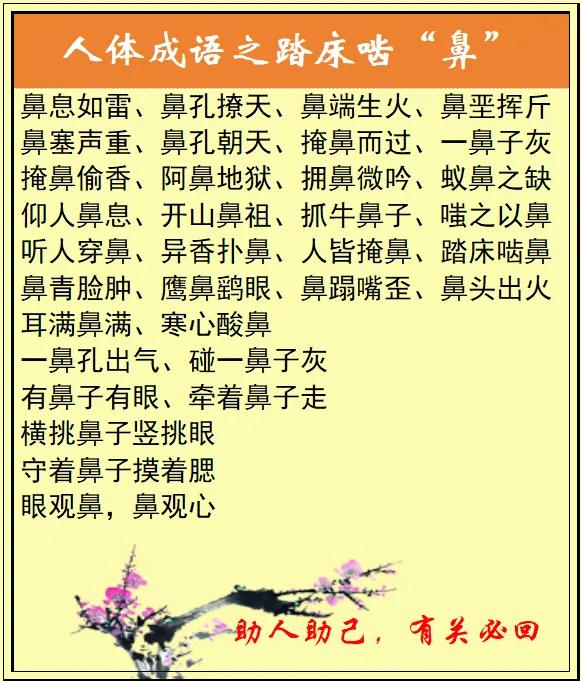人体部位名称成语之脸、面、耳、鼻
