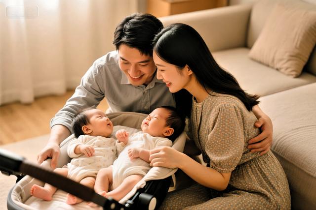左手抱着儿子，右手牵着女儿，满脸的高兴，生男生女有区别吗？