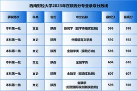 西南财经大学、西南政法大学2023年在陕西专业录取分数线图片