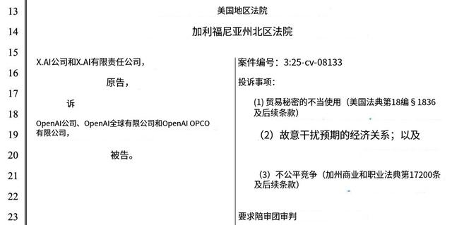 马斯克xAI诉OpenAI窃密，5000亿巨头硬刚驳回，斥其滥用诉权