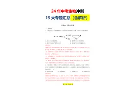 熬夜九天！24年中考生物15大专题汇总（含解析）汇成必备 满分模板图片
