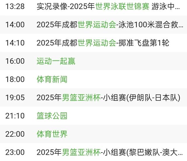 重要赛事！8月8日19:30！中央5套CCTV5、CCTV5＋直播节目表
