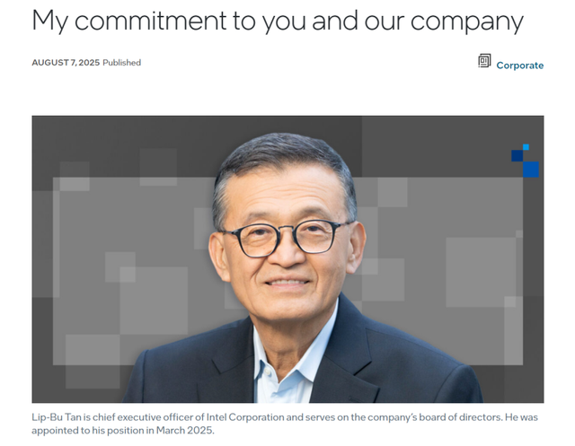 博主：英特尔CEO陈立武站在断层间