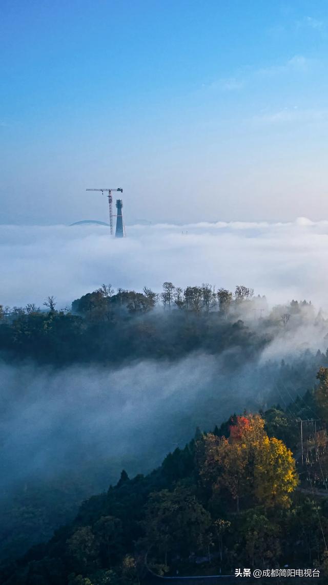 【图说·简阳】空港简阳：拂晓雾漫 绝美如画