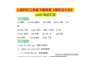 三年级英语下册《知识点大全》🔥分单元梳理，内容细致全面图片