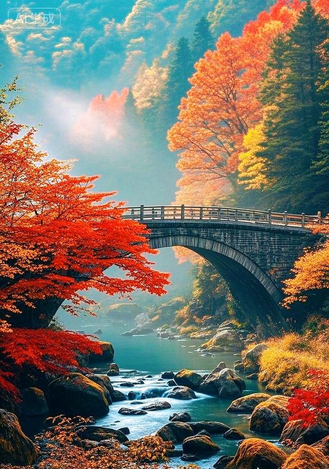 枫桥秋涧：雾里的红叶仙境