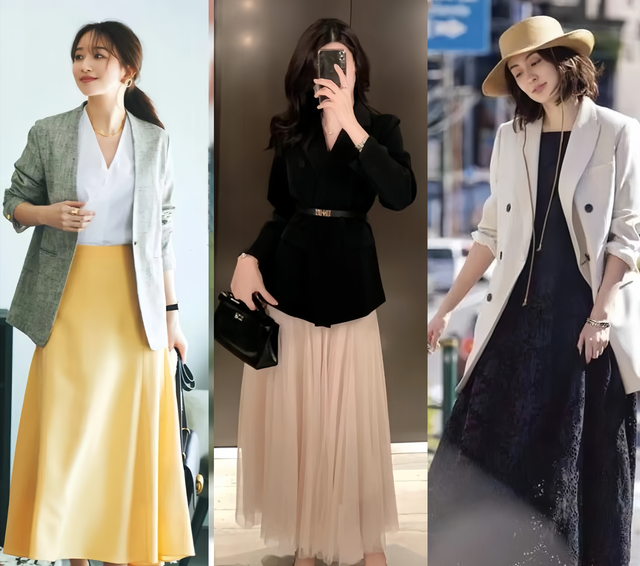 秋冬过了一半才发现：大家都在穿“短外套+长裙”，洋气又显高