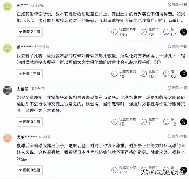 告状王皓翻车，日本球迷怒批张本：脱衣不尊重对手，庆祝让人干等