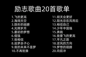 你觉得还有哪些励志歌曲能加入这份20首的推荐列表？图片