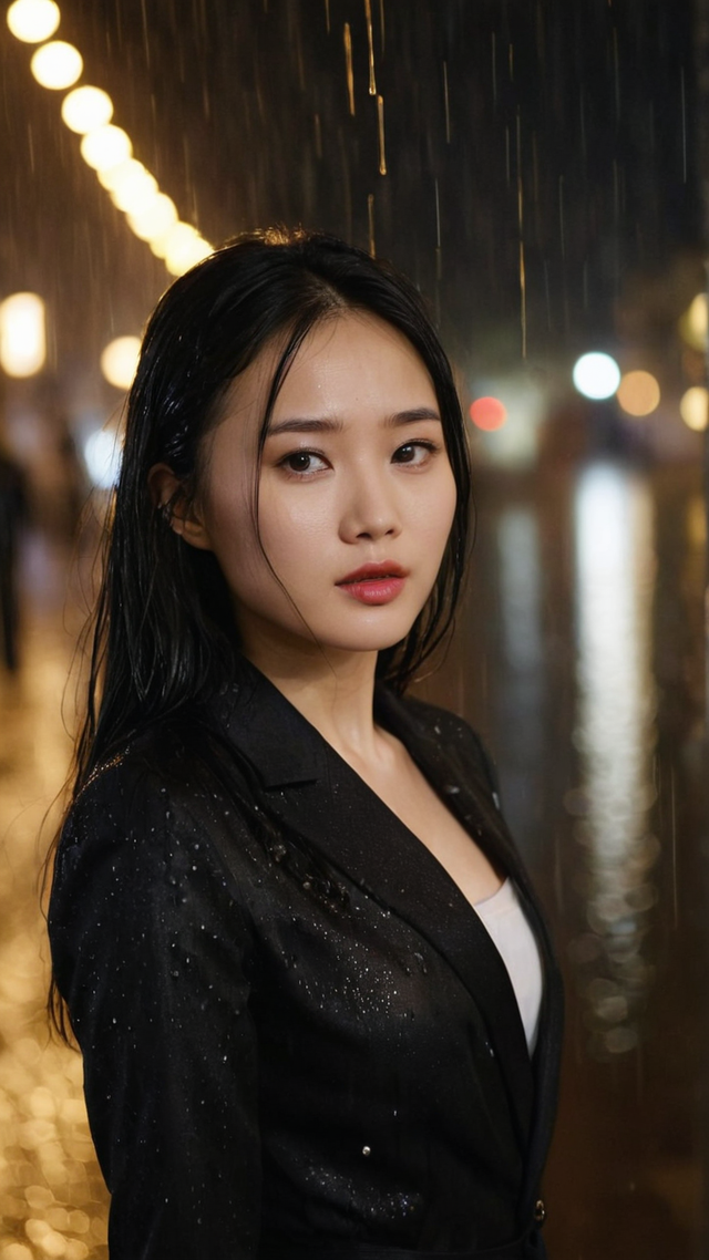 美女写真——雨中的女孩