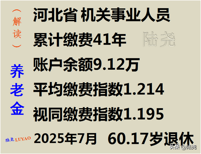 揭秘！河北省工作41年机关事业人员退休养老金情况