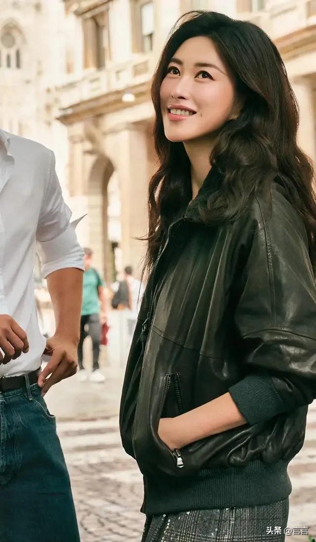 朱珠穿衣太“放纵” 真空穿夹克 拉链在中间露肤 一般人真不敢