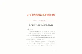关于调整吕梁市区居民供热价格的通知图片