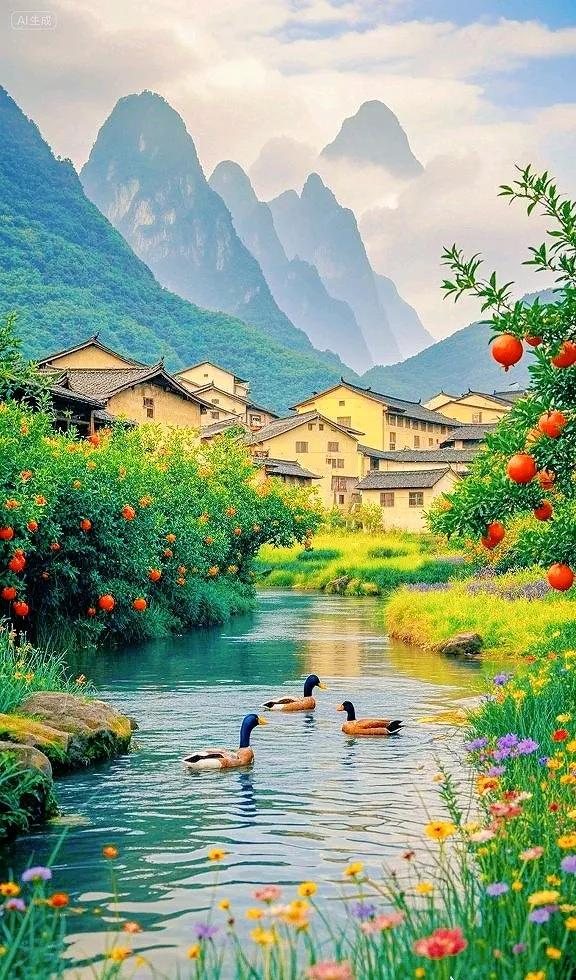 溪绕繁花，鸭戏山间——这乡村，藏着岁月的静美