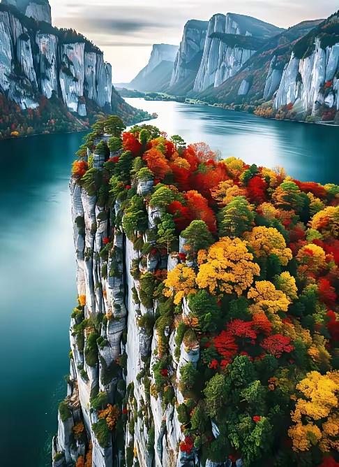 悬崖湖的秋炏：翡翠湖的诗意回响