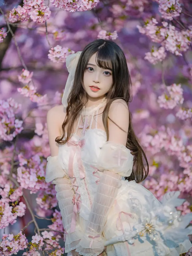 白丝洛丽塔少女樱花写真