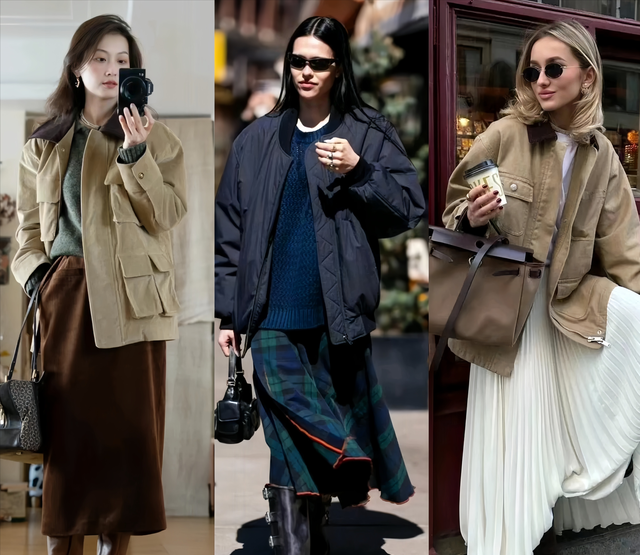 秋冬过了一半才发现：大家都在穿“短外套+长裙”，洋气又显高