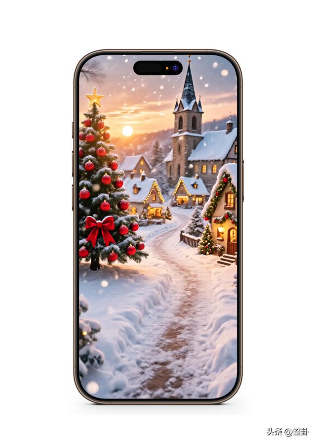 白雪皑皑的圣诞黄昏美景