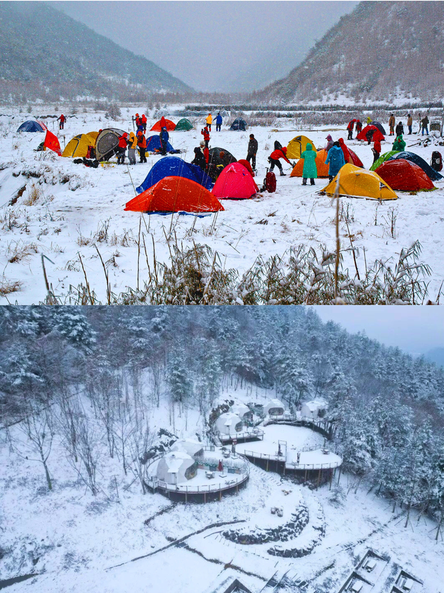 重庆初雪来袭❄️！开州雪宝山秒变冰雪童话！