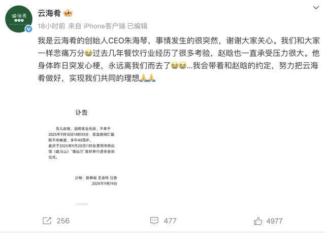 云海肴创始人赵晗和他的遗产
