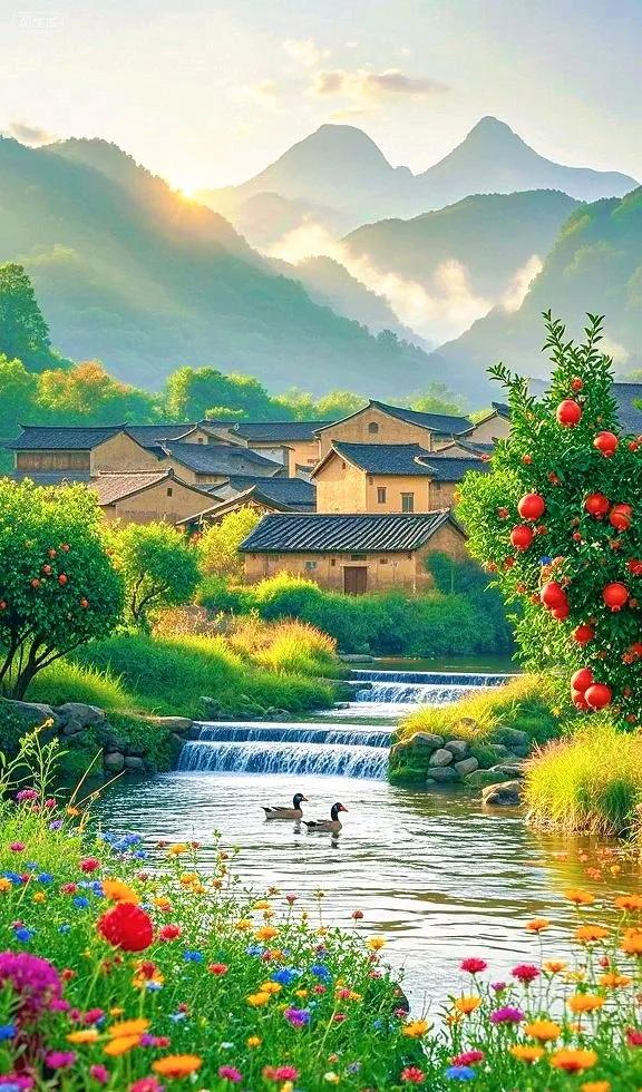 溪绕繁花，鸭戏山间——这乡村，藏着岁月的静美