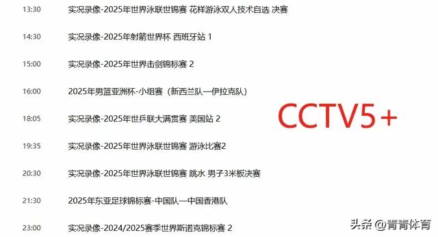 重要赛事！8月5日今晚15:00! 中央5套CCTV5、CCTV5+直播节目表