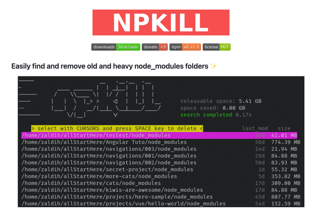 硬盘被 node_modules 吞噬？可视化神器 Npkill 大有用处！