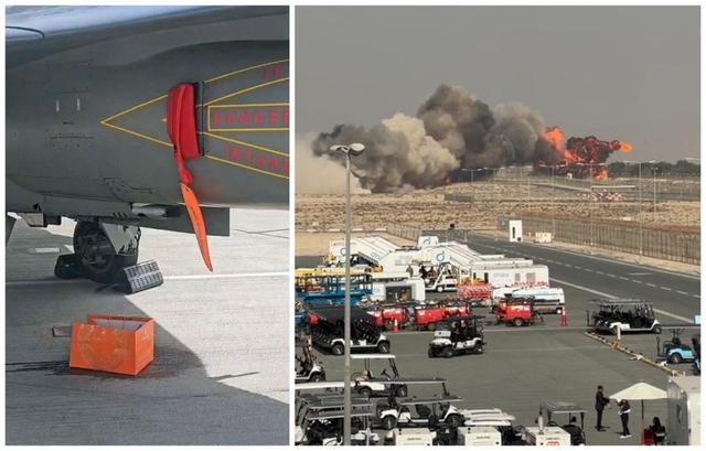 光辉战机在迪拜坠毁，飞行员瞬间被火光吞没，4天前刚被拍到漏油
