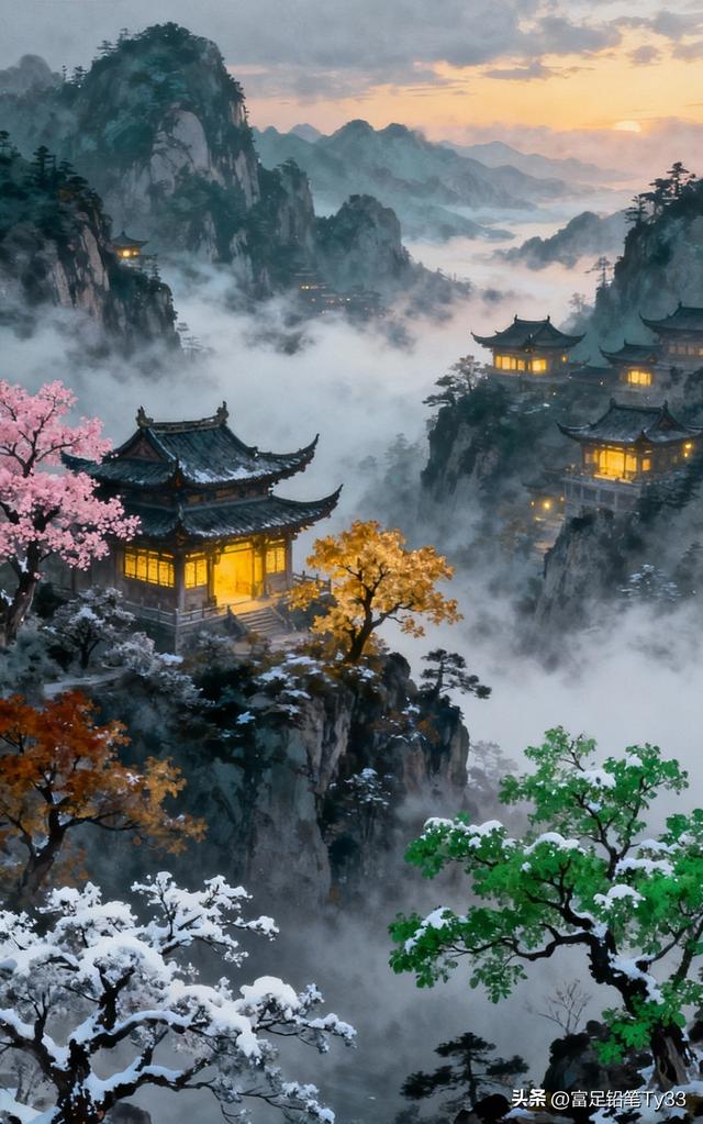 梦幻仙境，古风建筑，云雾缭绕，如诗如画！