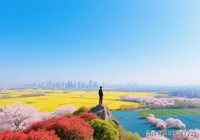 站在花海悬崖上，与蓝天白云相拥，感受大自然的壮丽与宁静！