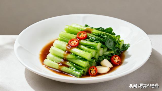 饭店白灼菜心为啥好吃？教你3个秘诀，脆嫩入味不发黄