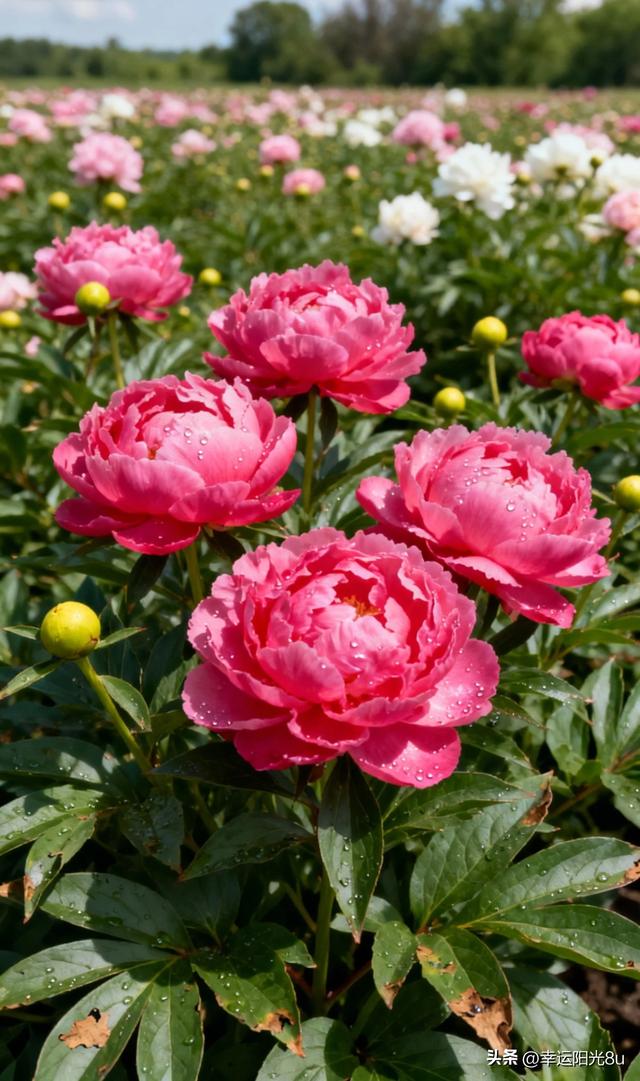 绯红嫣然·粉团锦簇·橙光流转——芍药花海的多色狂欢