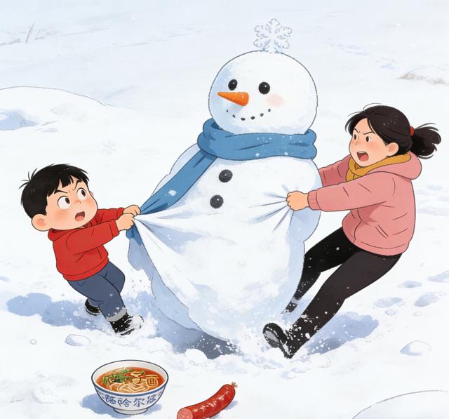 陕西宝妈扎心！娃追半月大雪人新闻，问啥时候去我哑了