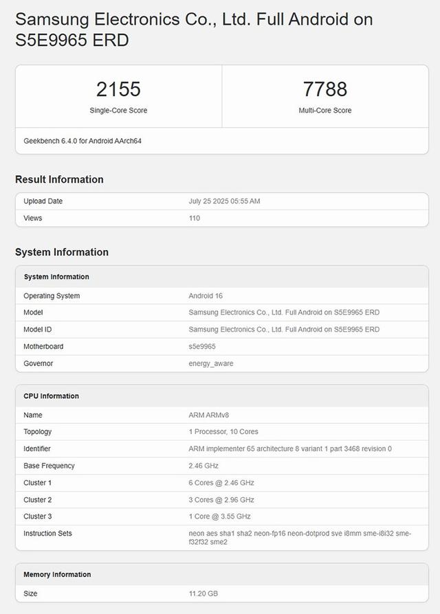 疑似支棱起来了？三星2nm芯片Exynos 2600主频跑到3.8GHz