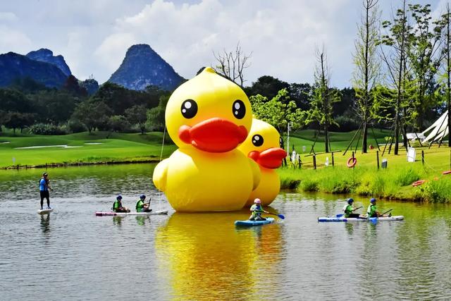 桂林:小黄鸭飞进桂海晴岚!