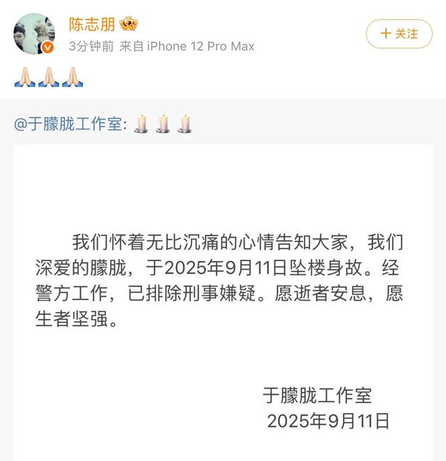 众星发文悼念于朦胧