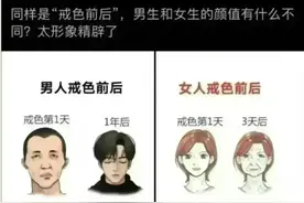同样是"戒色前后"，男生和女生的颜值有什么不同？太形象精辟了。图片