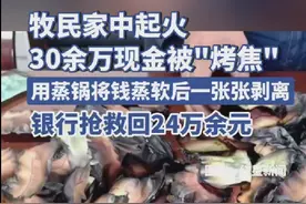 牧民家中起火30余万现金被“烤焦”：用蒸锅将钱蒸软后一张张剥离，银行抢救回24万余元图片
