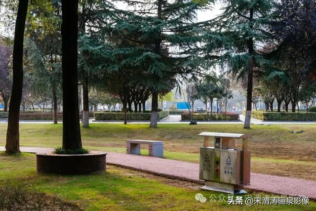 陕西渭南：天晴了 高新区时代广场秋色盎然