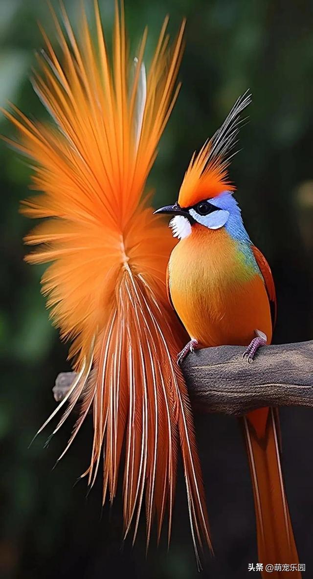 巨石上红绿羽毛闪耀，森林霸主静立姿态，原始力量令人心生敬畏