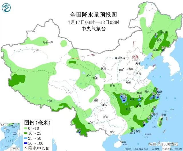 本轮降雨分布已发布，明天7月18日天气预报，具体分布下面地区