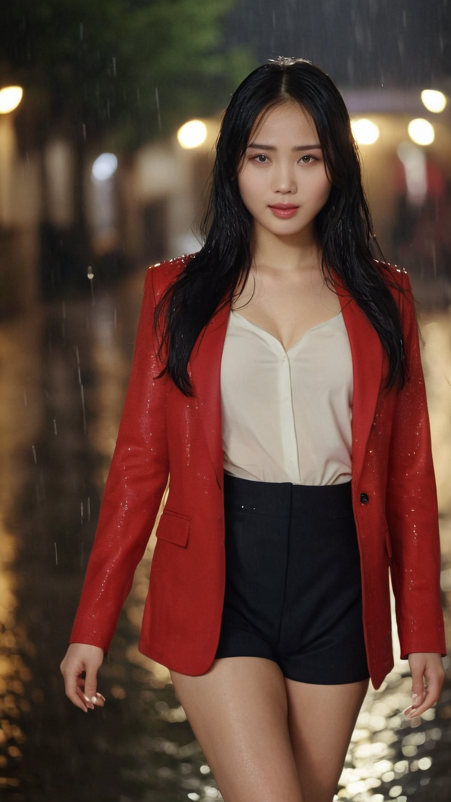 美女写真——雨中的女孩