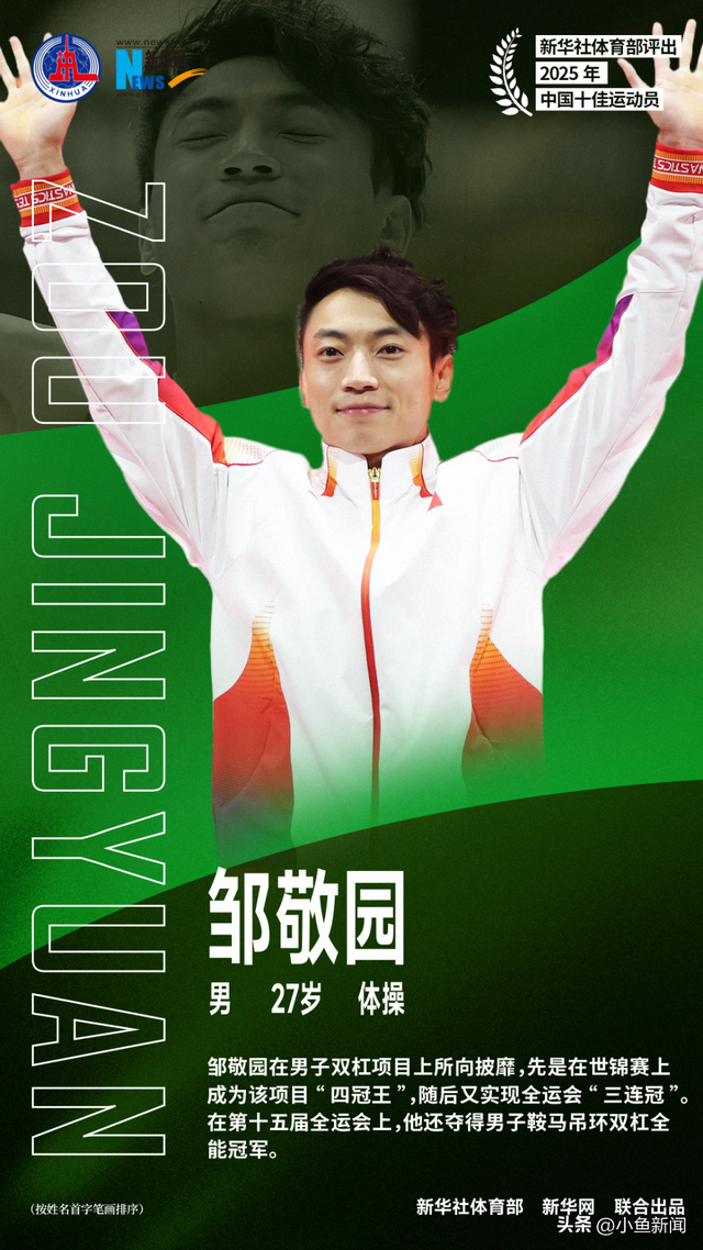 新华社评出2025年十佳运动员，孙颖莎、陈芋汐、石宇奇、覃海洋等入选！