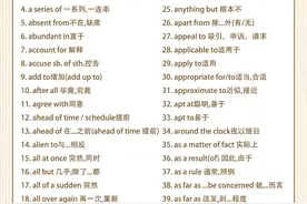 高中英语高一至高三所有重点词组，你一定要会的！建议收藏打印！图片