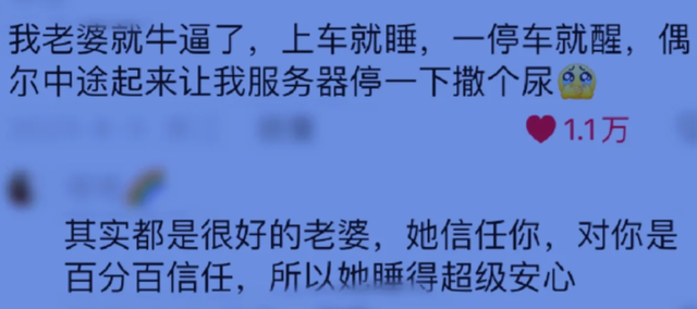 出远门你媳妇坐在副驾驶上在干嘛？评论区让人笑到肚子痛，人才啊