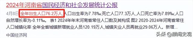 同为1亿人口，日本2024年出生人口68万，河南2024出生人口多少？