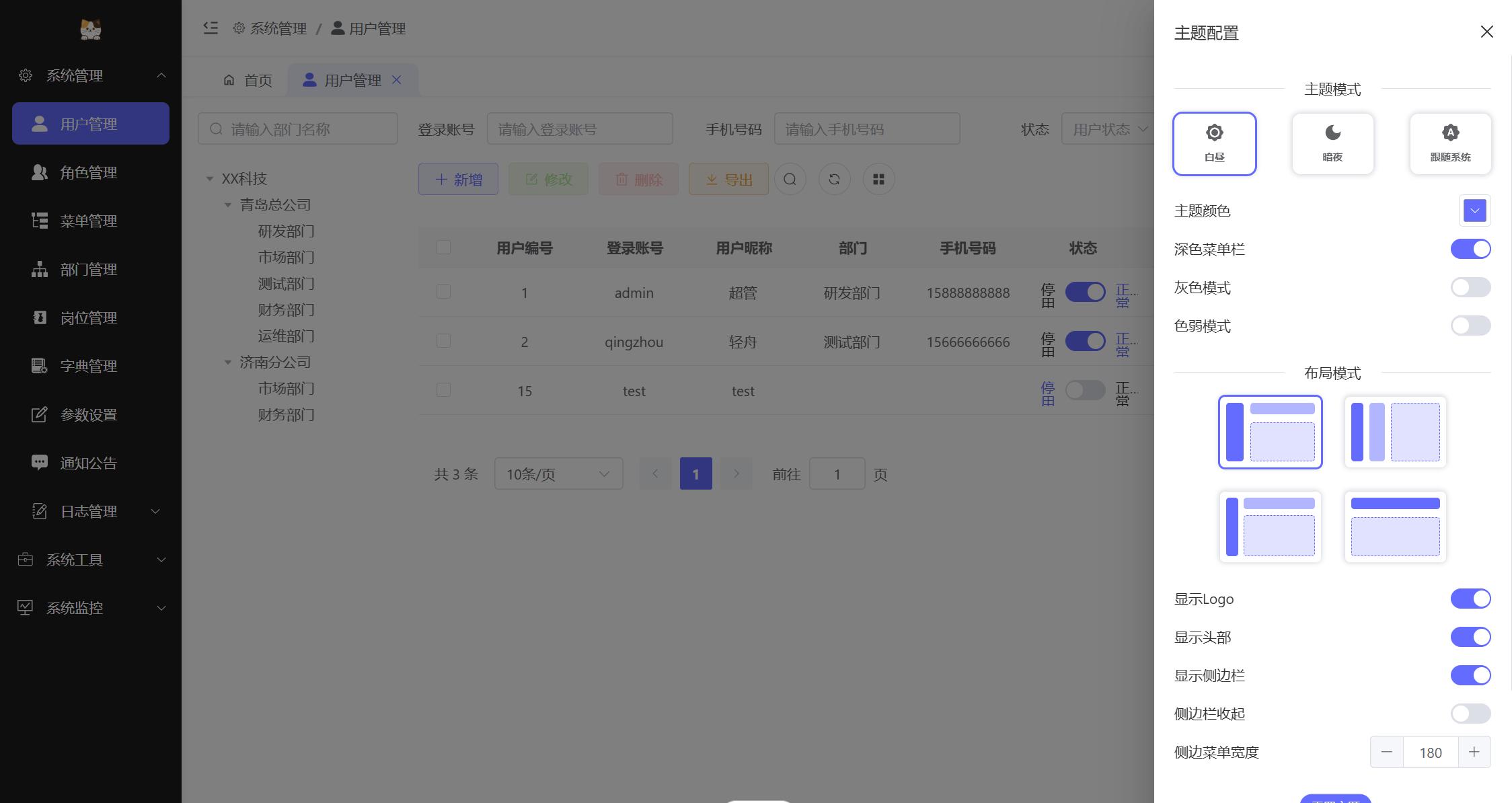 一个漂亮的前端项目:ruoyi-vue(适配solon)插图3 一个漂亮的前端项目:ruoyi-vue(适配solon)