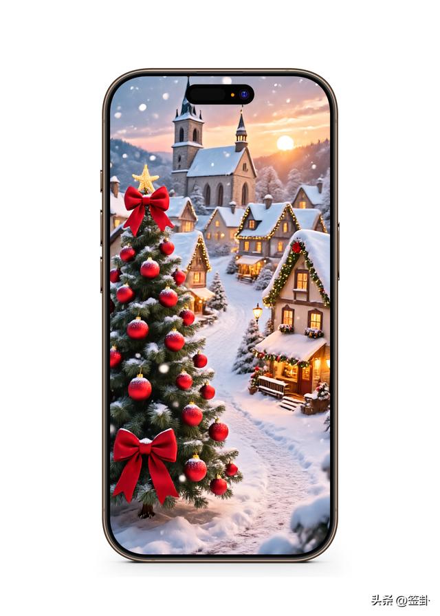 白雪皑皑的圣诞黄昏美景