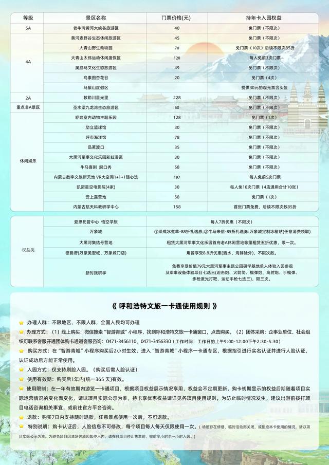 假期预定！呼和浩特放大招：100元玩转多个景区，八大人气新潮地标上线！
